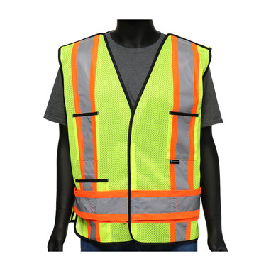 Viz-Up ANSI Type R Class 2 Two-Tone X-Back Breakaway Mesh Vest - Hi-Vis Yellow - 1/EA - 47213