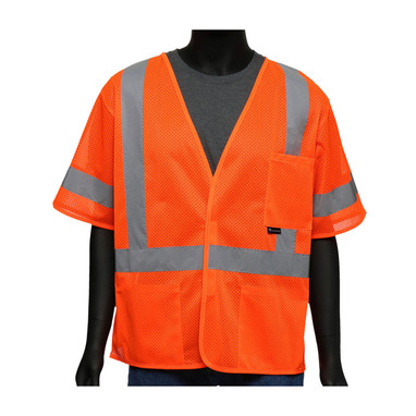 Viz-Up Hi-Vis Apparel ANSI Type R Class 3 Value Three Pocket Mesh Vest - Orange - 1/EA - 47301