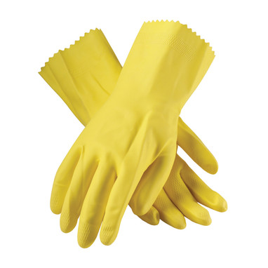 Assurance Unsupported Latex  Flock Lined w/Honeycomb Grip - 18 Mil - Yellow - 1/DZ - 48-L187Y