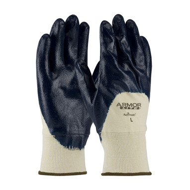 ArmorLite Nitrile Dipped Glove w/Interlock Liner & Textured Finish on Palm  Fingers Knuckles - Knit Wrist - Natural - 1/DZ - 56-3170