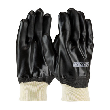 ProCoat Premium PVC Dipped Glove w/Interlock Liner & Smooth Finish - Knit Wrist - Black - 1/DZ - 330-PIP58-8015
