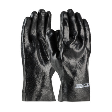 ProCoat Premium PVC Dipped Glove w/Interlock Liner & Semi-Rough Finish - 10" Length - Black - 1/DZ - 330-PIP58-8020R