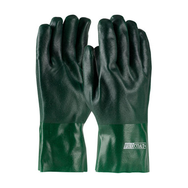 ProCoat Premium PVC Dipped Glove w/Jersey Liner & Rough Acid Finish - 12" Length - Green - 1/DZ - 330-PIP58-8025DD