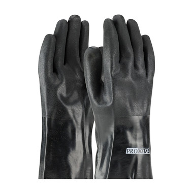 ProCoat Premium PVC Dipped Glove w/Jersey Liner & Rough Acid Finish - 12" Length - Black - 1/DZ - 330-PIP58-8030DD