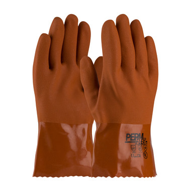 PermFlex Cold Resistant PVC Glove w/Seamless Liner & Rough Coating - 10" - Brown - 1/DZ - 58-8650