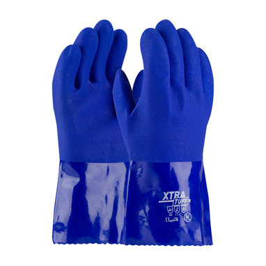 XtraTuff Oil Resistant PVC Glove w/Seamless Liner & Rough Coating - 12" - Blue - 1/DZ - 58-8656