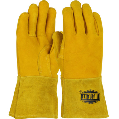 Ironcat Premium Top Grain Split Deerskin Leather MIG Welder's Glove w/Kevlar Stitching & Foam Lining - Gold - 6/PR - 6030