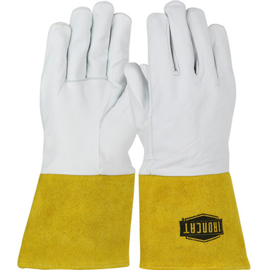 Ironcat Premium Top Grain Kidskin Leather TIG Welder's Glove w/DuPont Kevlar Stitching - Split Gauntlet Cuff - Natural - 6/PR - 6141