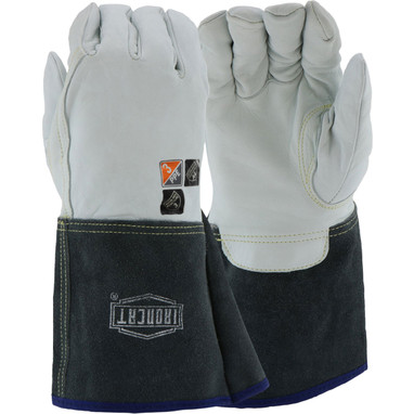 Ironcat AR Premium Kidskin Leather TIG Welder's Glove w/Aramid Lining & DuPont Kevlar Stitching - Gauntlet Cuff - Natural - 6/PR - 6144
