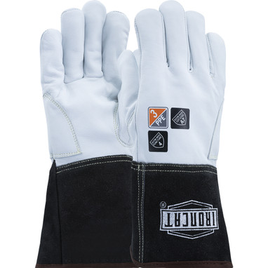 Ironcat AR Premium Kidskin Leather TIG Welder's Glove w/Aramid Lining & DuPont Kevlar Stitching - Gauntlet Cuff - Natural - 72/PR - 6147