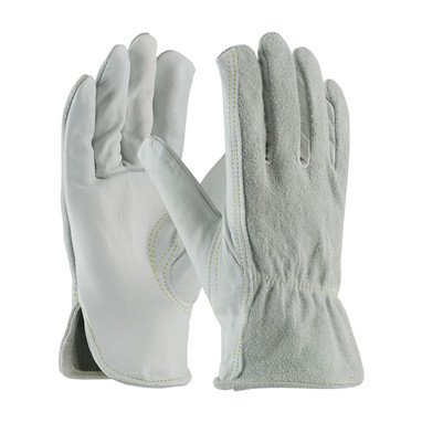PIP Regular Grade Top Grain Leather Drivers Glove w/Split Cowhide Back & Kevlar Stitching - Keystone Thumb - Natural - 1/DZ - 68-163SB