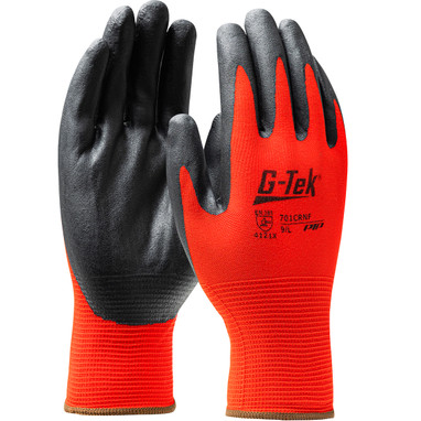 G-Tek Economy Seamless Knit Nylon Glove w/Nitrile Coated Foam Grip on Palm & Fingers - 15 Gauge - Red - 1/DZ - 701CRNF