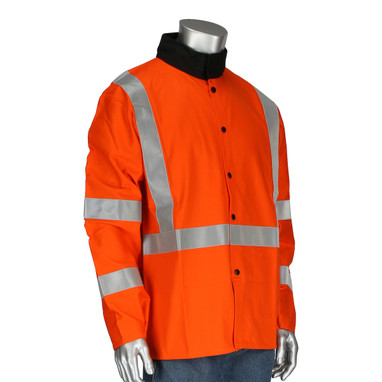 Ironcat FR Clothing-Welding Hi-Vis Treated 100% Cotton Sateen Jacket - Orange - 1/EA - 7060