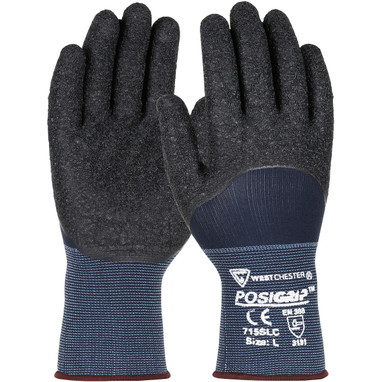 G-Tek PosiGrip Seamless Knit Nylon Glove w/Latex Coated Crinkle Grip on Palm  Fingers & Knuckles - Blue - 1/DZ - 715SLC