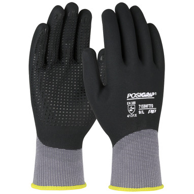 PosiGrip Seamless Knit Nylon Glove w/Nitrile Coated Foam Grip on Full H& - Micro Dot - DISCONTINUED - Gray - 1/DZ - 715SNFTFD