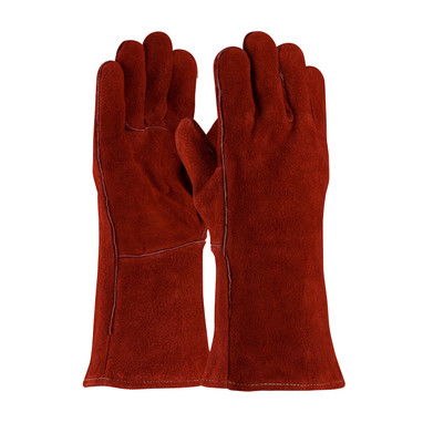 PIP Economy Grade Split Cowhide Leather Welder's Glove w/Cotton Lining - Red - 1/DZ - 330-PIP73-7015A