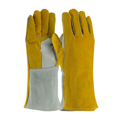 PIP Superior Grade Split Cowhide Leather Welder's Glove w/Cotton/Foam Lining & DuPont Kevlar Stitching - Gold - 1/DZ - 330-PIP73-7150