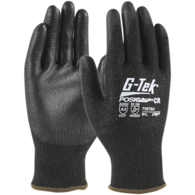 G-Tek PosiGrip Seamless Knit Polykor Blended Glove w/Polyurethane Coated Flat Grip on Palm & Fingers - DISCONTINUED - Black - 1/DZ - 730TBU