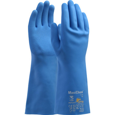 MaxiChem Latex Blend Coated Glove w/Nylon / Elastane Liner & Non-Slip Grip on Palm Fingers  14" - Blue - 6/DZ - 76-730