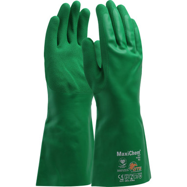 MaxiChem Cut Nitrile Blend Coated Glove w/HPPE Liner & Non-Slip Grip on Palm Fingers - 14" - Green - 6/DZ - 76-833