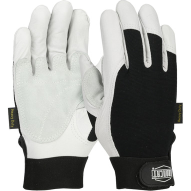 Ironcat Heavy Duty Top Grain Goatskin Leather Reinforced Palm Glove w/Fabric Back - Natural - 3/PR - 86550