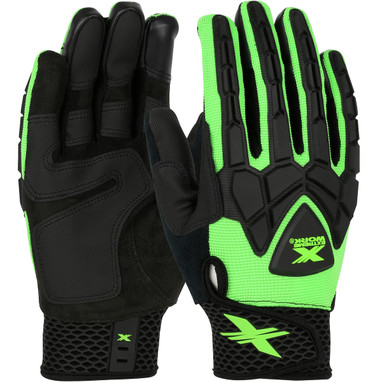 Boss ToughX Suede Palm w/Hi-Vis Green Fabric Back & TPR Impact Protection - Touchscreen - Hi-Vis - 3/PR - 89306