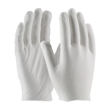 CleanTeam Premium  Light Weight Cotton Lisle Inspection Glove w/Unhemmed Cuff - Men's - White - 1/DZ - 330-PIP97-500