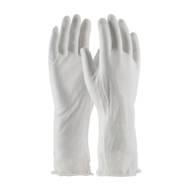 CleanTeam Economy  Light Weight Cotton Lisle Inspection Glove w/Unhemmed Cuff - 14" (Bulk Pack) - White - 1/DZ - 330-PIP97-500/14NI