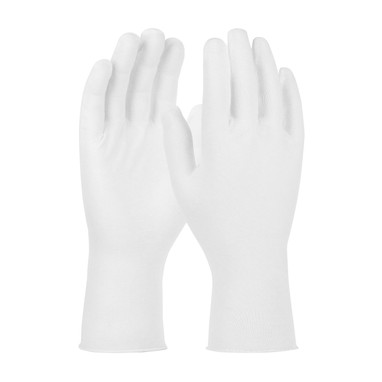 CleanTeam Premium  Light Weight Cotton Lisle Inspection Glove w/Unhemmed Cuff - 12" - White - 1/DZ - 330-PIP97-501/12