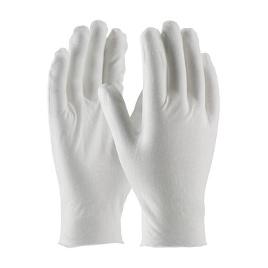 CleanTeam Medium Weight Cotton Lisle Inspection Glove w/Unhemmed Cuff - 10." - White - 1/DZ - 330-PIP97-520/10