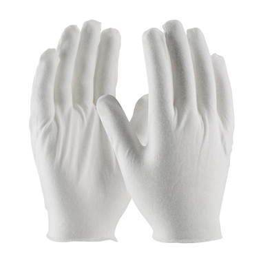 CleanTeam Medium Weight Cotton Lisle Inspection Glove w/Overcast Hem Cuff - Men's - White - 1/DZ - 330-PIP97-520H