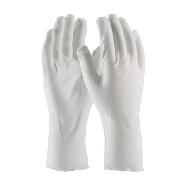CleanTeam Heavy Weight Cotton Lisle Inspection Glove w/Unhemmed Cuff - 12" - White - 1/DZ - 330-PIP97-540/12