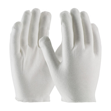 CleanTeam Heavy Weight Cotton Lisle Inspection Glove w/Overcast Hem Cuff - Men's - White - 1/DZ - 330-PIP97-540H