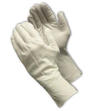 CleanTeam Heavy Weight Cotton Lisle Inspection Glove w/Unhemmed Cuff - 12" - White - 1/DZ - 330-PIP97-541/12