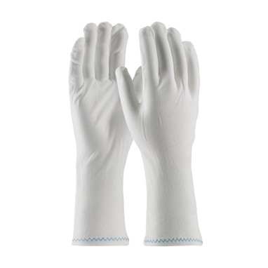 CleanTeam Stretch Nylon Inspection Glove w/Zig-Zag Stitched Rolled Hem - 12" - White - 1/DZ - 330-PIP98-702/12