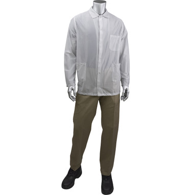 Uniform Technology Reusable Clothing StatMaster Short ESD Labcoat - White - 1/EA - BR49A-47WH