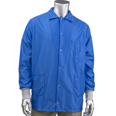 Uniform Technology Reusable Clothing StatMaster Short ESD Labcoat - Knit Cuff - Royal - 1/EA - BR49AC-47RB