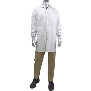 Uniform Technology Reusable Clothing StatMaster Long ESD Labcoat - Knit Cuff - White - 1/EA - BR51C-47WH