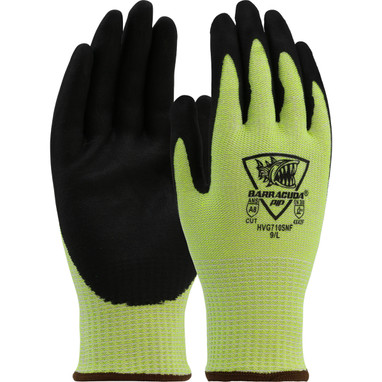 Barracuda Cut Force Hi-Vis Seamless Knit Polykor Blended Glove w/Nitrile Coated Foam Grip on Palm & Fingers - Green - 1/DZ - HVG710SNF