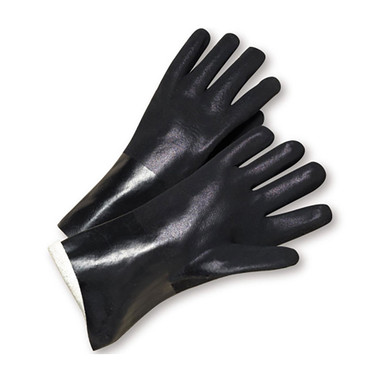 PIP PVC Dipped Glove w/Jersey Liner & Rough S&y Finish - 10" Length - Black - 1/DZ - 330-WCJ1017RF