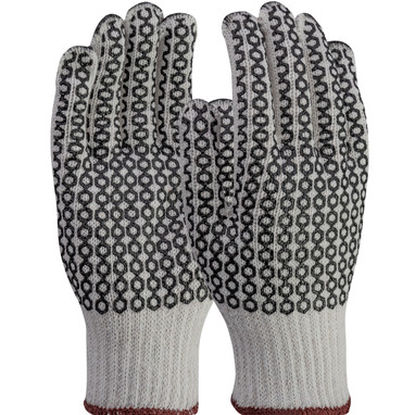 PIP Regular Weight Seamless Knit Cotton/Polyester Glove w/PVC Honeycomb Grip - Double-Sided - White - 1/DZ - K708SKHW