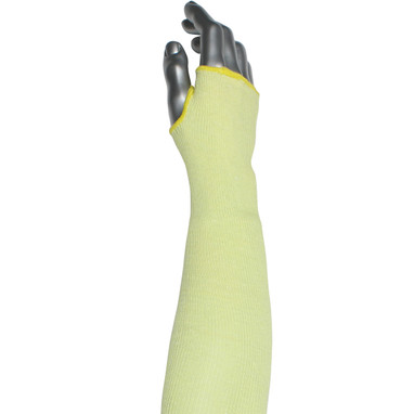 Kut Gard Cut Resistant Sleeve Single-Ply ATA Ultra Blended w/Thumb Hole - Yellow - 25/EA - 330-WC-MS1ATA2X2.5-18T