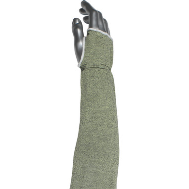 Kut Gard Cut Resistant Sleeve Single-Ply ATA Hide-Away Blended w/Thumb Hole - Green - 200/EA - 330-WC-MSHA13-18T