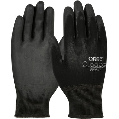 QRP Qualakote Seamless Knit Nylon Glove w/Polyurethane Grip on Palm & Fingers - Black - 1/CS - PPDBNY