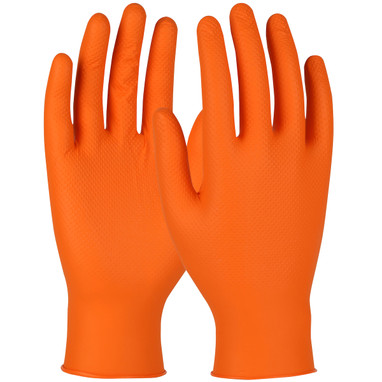 QRP Qualatrile Indy Premium Grade Disposable Nitrile Glove  Powder Free w/Textured Grip - 7 mil - Orange - 1/CS - QHT09