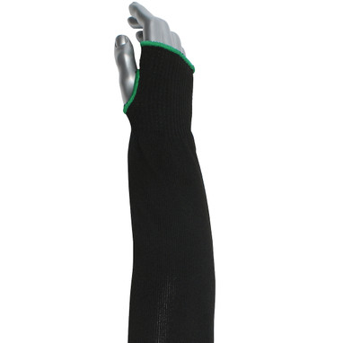 Kut Gard Single-Ply ATA / High Tenacity Polyester Blended Sleeve w/Thumb Hole - Wide Width - Black - 12/EA - S10HTP/2BK-EW-ES6-T