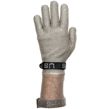 US Mesh Stainless Steel Glove w/Adjustable Snap-Back Strap Closure - Forearm Length - Silver - 1/EA - USM-1305