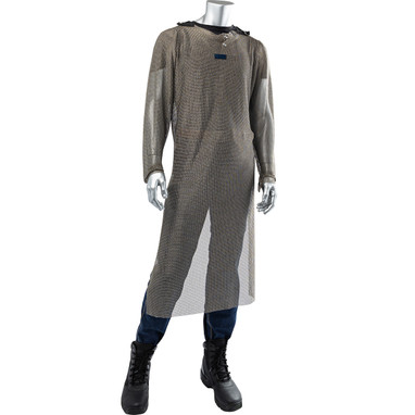 US Mesh Metal Clothing Titanium Wire Ring Full Body Tunic w/Sleeves - Silver - 1/EA - USM-4301TI