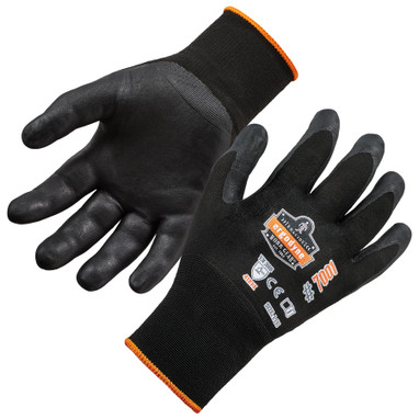 Ergodyne ProFlex 7001 Nitrile Coated Gloves - Abrasion Resistant, 18g, Dry Grip - Black - 1-pair