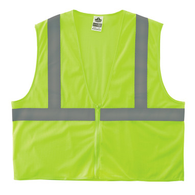 Ergodyne GloWear 8205Z Mesh Hi-Vis Safety Vest - Type R, Class 2 - Zipper, No Pockets - Lime